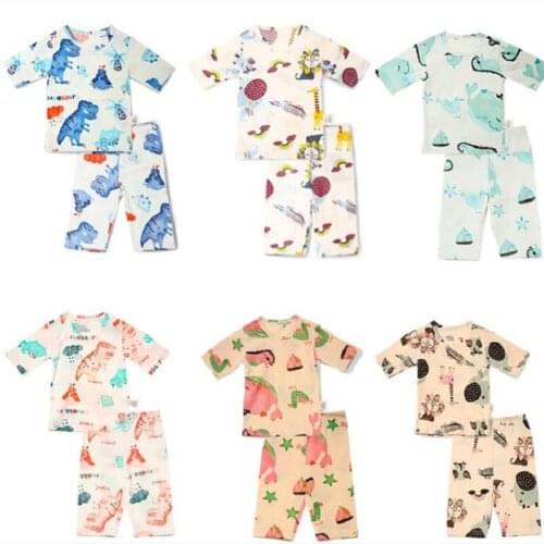 Kids Girls Clothing Sets Summer 2pc Children Short Sleeve Pajama Set Toddler Baby Girls Clothes T-Shirt Pant Child Outfit NP017