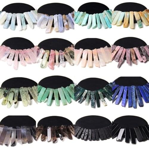 Natural Quartzs Crystal Stick Beads Labradorite Natural Stone Point Beads For Jewelry Making Necklace Earrings Ear Drop Pendants