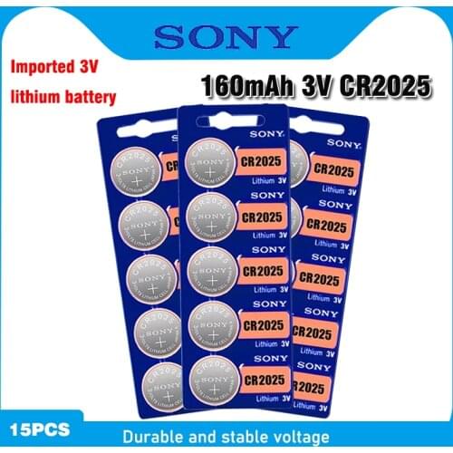 15pcs For SONY Original cr2025 3v button cell coin lithium batteries CR 2025 DL2025 BR2025 For Watch Remote Control Calculator