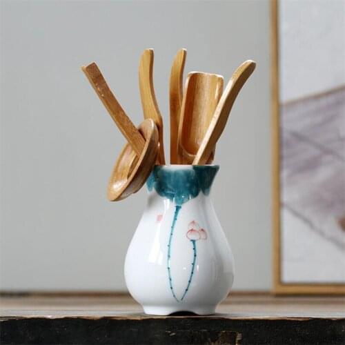 Lotus Hand Painted Tea Tool Collect Container Chinese Porcelain White Tea Tool Ceramics Teaware Pu'er Oolong Tea Auxiliary Means