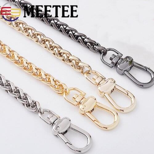 Meetee 7mm Width 50-130cm Metal Chain Straps Purse Bag Chain Handbag Replacement Crossbody Strap Bag Parts Hardware Accessories