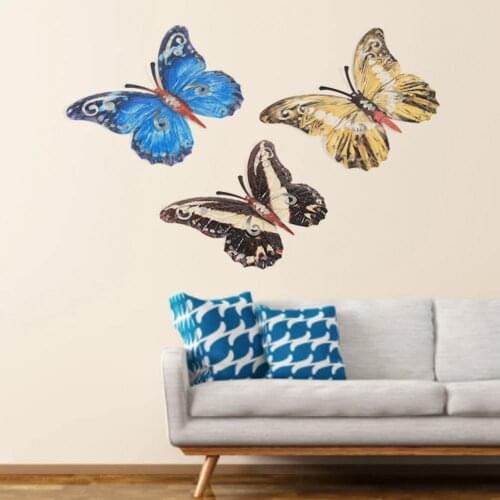 Wall Stickers 3D Butterfly Metal Ornament Wall Decor Art Sculpture Beautiful Decorative Stable Hanging for Outdoor