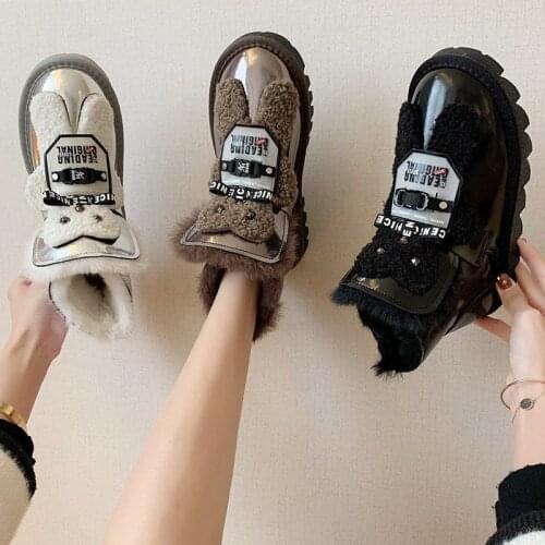 2020 New Genuine Rabbit 's Hair Sheepskin Womens Warm and Antiskid Snow Boots Real Fur Snow Boots Womens Shoes
