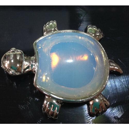 New Natural White Opal Garden Turtle Pendant