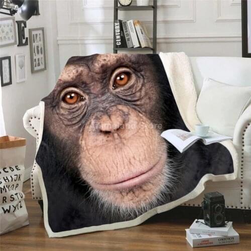 Monkey Face Throw Blanket 3D Print Aesthetic Fleece Blankets For Beds Home Textiles Luxury Gift Warm Funny Animal Kids Gift