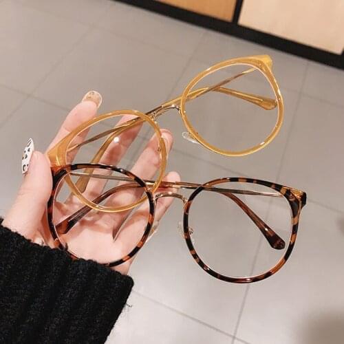 New Trendy Vintage Metal Round Glasses Frame Women Fashion Optical Transparent Eyeglasses Female Computer Spectacles