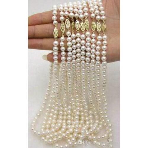 WHOLESALE 10PC 7-7.5MM NATURAL WHITE AKOYA CULTURED PEARL NECKLACE 18">>> free shipping