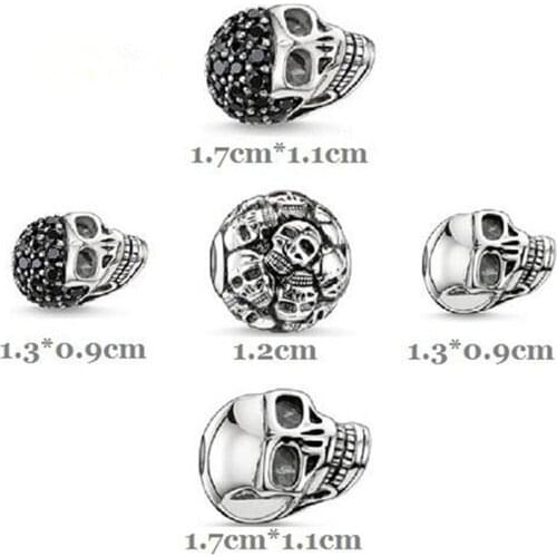 Skull Karma Charm Beads Fit Bracelet Necklace, Fashion Thomas Style DIY Skeleton Bead 925 Sterling Silver Ts Jewelry Accessories