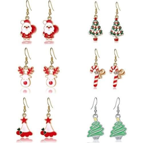 Christmas Earrings Pendant Women Charm Long Earrings Girls Xmas Decor Female Jewelry Accessories Hook Paired Xmas Party Gifts