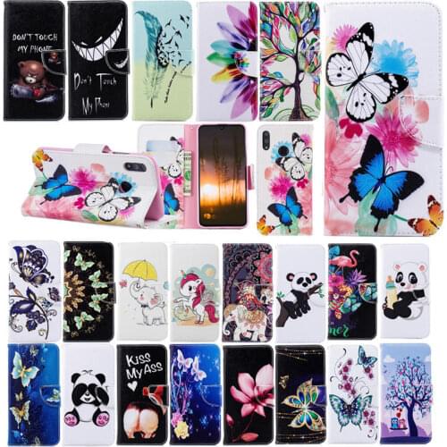 Cute Patterned Flip PU Leather Wallet Phone Case Cover on sfor Huawei P Smart 2019 POT-AL00 POT-LX1 POT-LX3 Cards Holder Coque