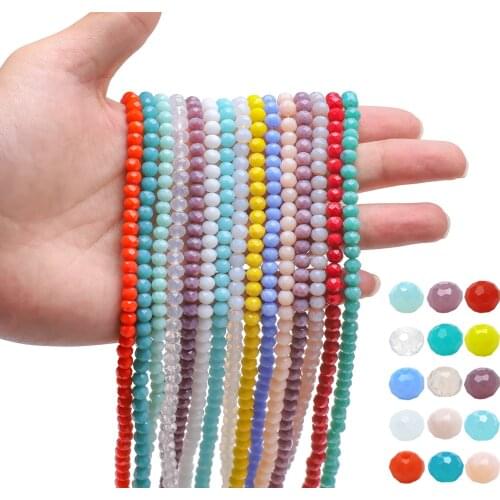 6MM Glass Round Beads for Handmade Bracelet Crystal Faceted Rondelle Spacer Beaded for Jewelry DIY Making Necklace Accessories