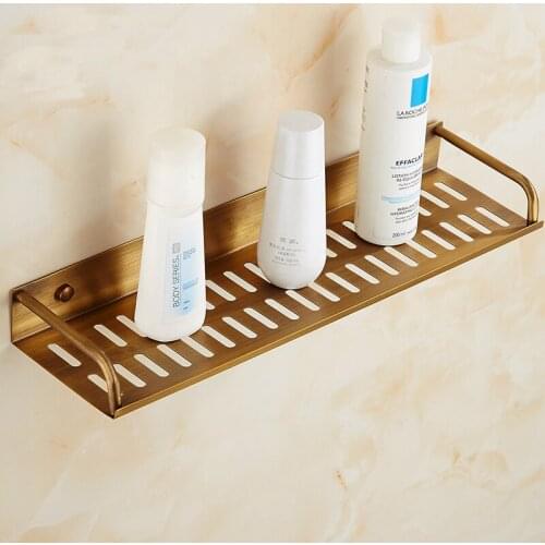 Single tier brass wall square shelfves, Retro toilet / kitchen triangle shelf, Copper bathroom producks shelf corner rack