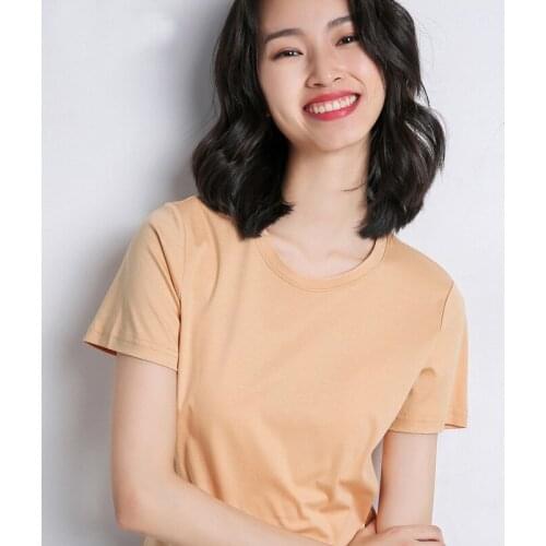 EDressU Woman T-Shirt Basic O Neck High Quality Cotton Tees Short Sleeves Spring Summer Tops Fit Tops Casual Daily Wear SJ-1