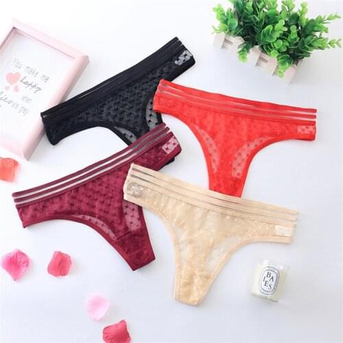 3PCS/Pack Women Elastic Lace Girl Briefs Transparent Panties Sexy Female Summer Breathable Underwear