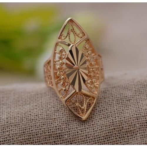 24K Gold Color Ring For Women Party Jewelry Ethiopian/African Gold Rings Fashion Jewelry Girls Gifts