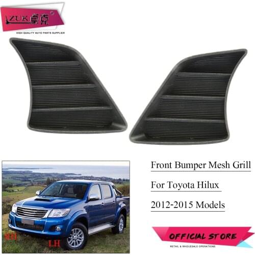 ZUK Front Bumper Fog Lamp Frame Mesh Grille 52127-0K030 52128-0K030 For Toyota Hilux 2012-2015 Fog Lamp Cover Hood Trim Panel
