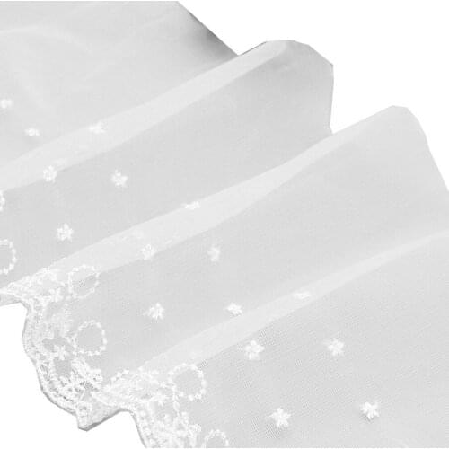 1Yards Embroidery Lace Fabric 23cm Mesh Lace Ribbon White Laces Wedding Dress Sewing Accessories Guipure encaje bordado LT22