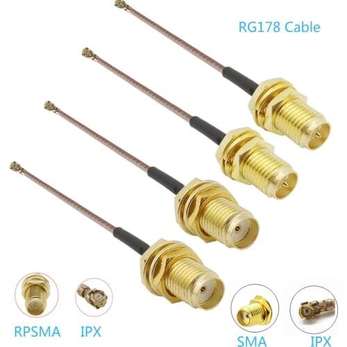100Pcs RG178 Converter Cable SMA Female to U.FL/IPX IPEX RG178 Pigtail IPX to RP SMA Antenna Extension Coax Adapter Assembly