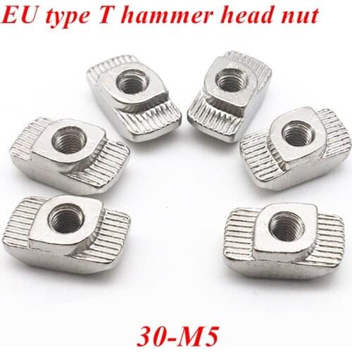100pcs 30-M5 Slot t nut m5 Hammer Head Fasten Nut for 3030 Aluminum Profile slot 8mm for 3D Printer Part Line Rail