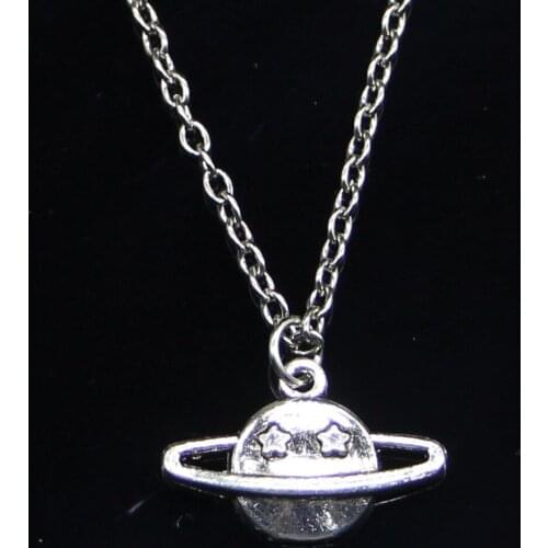 20pcs New Fashion Necklace 13x17mm saturn planet spark star Pendants Short Long Women Men Colar Gift Jewelry Choker