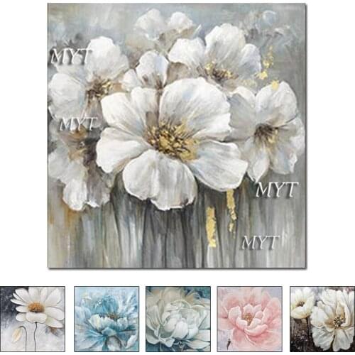 2021 Free Shipping Hot Sale Home Decor Wall Art Pictures 1 Pieces White Flower Wall Art Oil Paintings Unframed