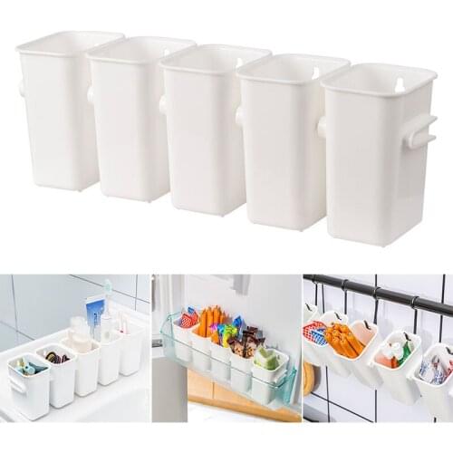 5pcs Refrigerator Combination Storage Box Drain Hole Hanging Hole Storage Organizer Bathroom Storage Bucket Fridge Organizer