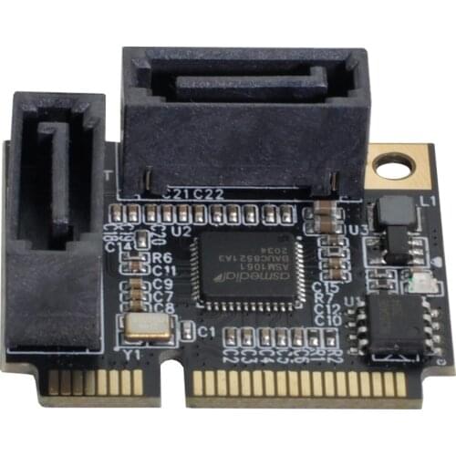 Mini PCI-E PCI Express to SATA 3.0 Dual Ports Adapter Converter Hard Drive Extension Card