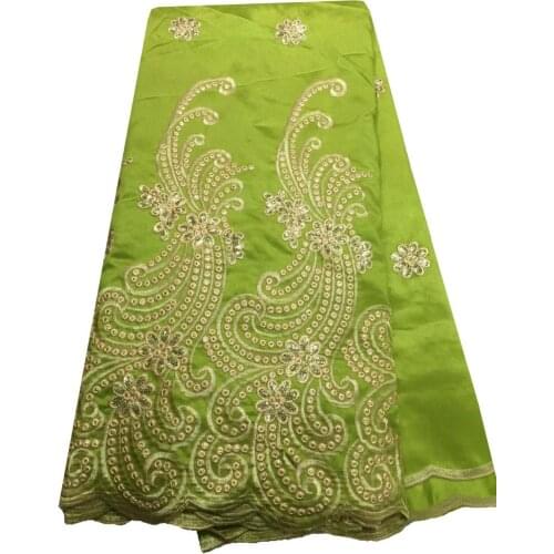 African Guipure Lace Fabrics Sequin Patchwork Cloth High Quality 2016 African George Lace For Wedding Dress emon green WKS24-97