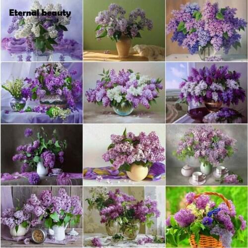 Diamond Painting Lilac Flower 5D Diy Full Diamond Embroidery Clove Mosaic In Vase Pictures of Rhinestones Handmade Home Decor