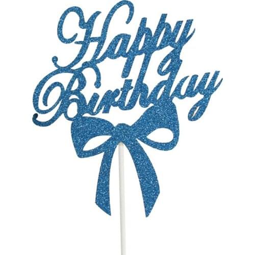 Bow-knot Cupcake Cake Toppers Art Happy Birthday Cake Flags Kids Birthday Party Baby Shower Baking Decor Supplies