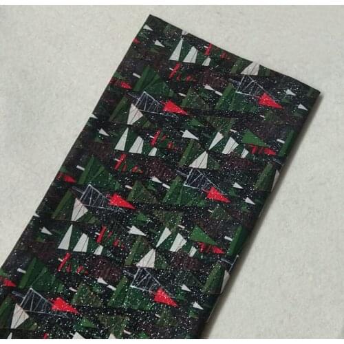 Glitter Silver Stamping Green White Red Christmas Tree Printed Cotton Fabric 50x105ccm X'mas Fabric Patchwork DIY sewing Baby