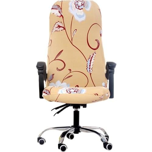 Computer Seat Cover High Elasticity Smooth Zipper Pastoral Style Printing Furniture Protection Tool Chair Cover