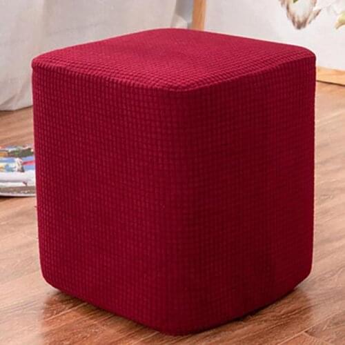 Square Footstool Cover Stretch Sofa Seat Covers Plain Fabric Chair Slipcover For Living Room Rest Stool Slipcover Home Decro