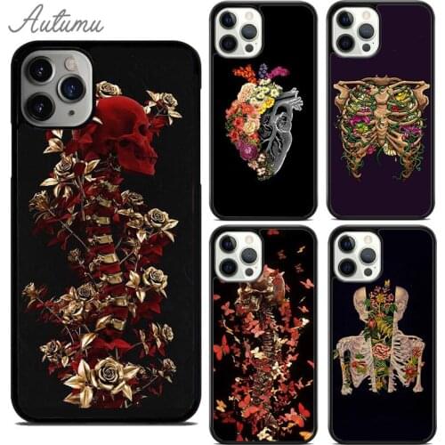 HUMAN ANATOMY heart flower Phone Case for iPhone 11 12 Pro Max mini X XR XS SE 2020 5 6S 7 8 Plus Samsung Galaxy S8 S9 S10 Cover