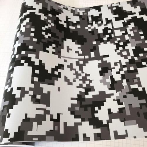 Digital Camo Vinyl Black White Gray Car Boat Vehicle Wrap Self Adhesive Stretch Conform Decal DIY with Air Release