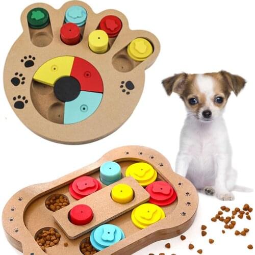 Dogs Puzzle Toys Bones Paw Prints Wooden Fun Feeding Multi-functional Interactive Dog Toys For Cats Pet Feeder Educational