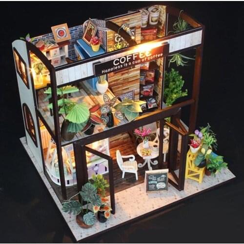 DIY Doll House Furniture Miniature Dollhouse Toys Cottage Valencia Coast Villas With Musical Movement Without Dust Cover