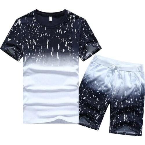 Hot Sell Summer Mens Short-sleeved T-shirt Sets Fashion Sports Suit Clothes Mens Casual Camouflage Sports Suit Plus Size 5XL