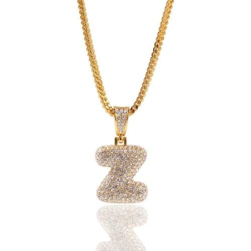 Hot Bling Ice Out Bubble Letters Necklace 26 Alphabet Initial Jewelry Hip Hop