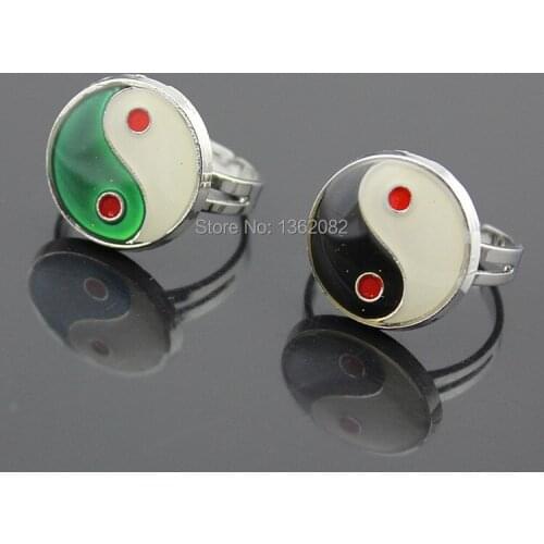 Fashion Amazing Color Changing Tai Chi Yin & Yang Mood Rings Emotion Feeling Temperature Opening Finger Rings Gift MR67