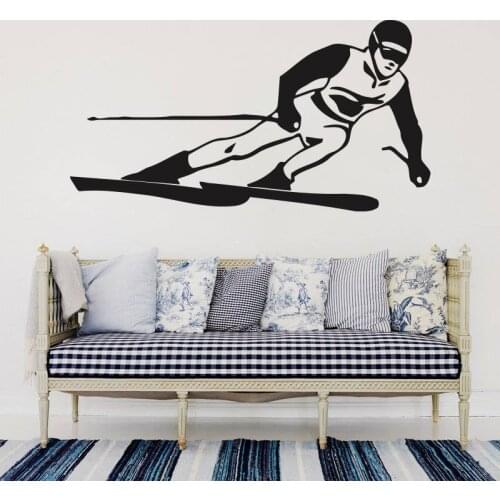 Skiing Wall Decal Ski removeable Vinyl Sticker DIY Room Decoration home decor for living room Teens bedroom Glass art mural