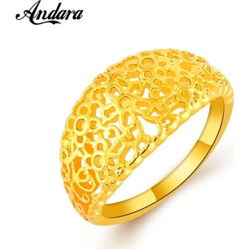 Latest New 2018 Yellow Gold Finger Rings Cocktail Rings For Lady Women Gold Color Jewelry High Quality Anle JR097