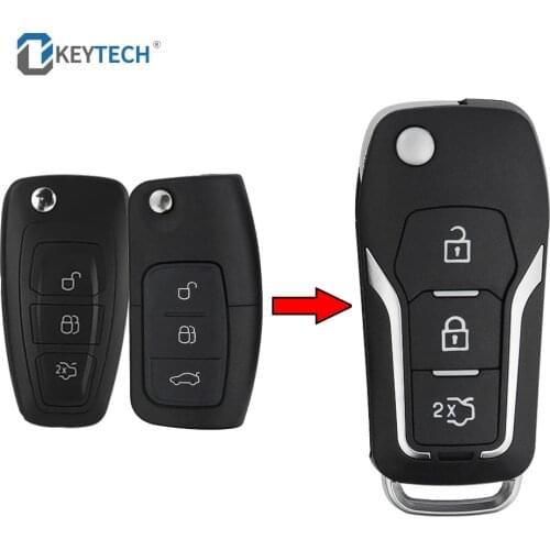 OkeyTech 3 Button Modified Flip Folding Remote Control Key Case For Ford Focus C Max Mondeo Connect Fiesta Shell Fob HU101 Blade