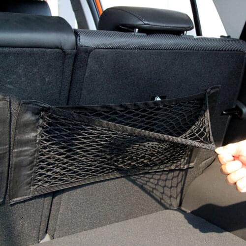 Car Seat Back Portable Storage Bag Car Seat Back Storage Elastic Mesh Net Bag Luggage Holder Pocket Sticker Trunk Organizer