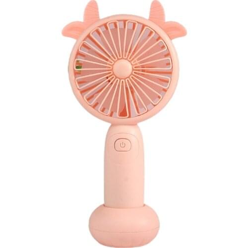 CPDD Cute Round Shape Portable Fan Small Antlers Horn Decorative Mini Handheld Air Cooler USB Charging Small Personal Cooling