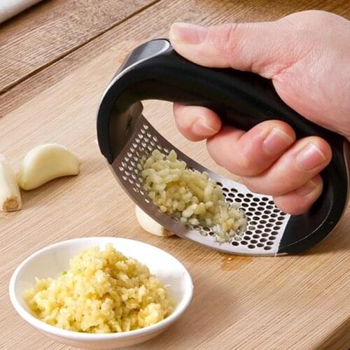 Stainless Steel Garlic Press Manual Effortless Garlic Mincer Chopping Garlic Tools Curve Fruit Vegetable Tools Kitchen Gadgets
