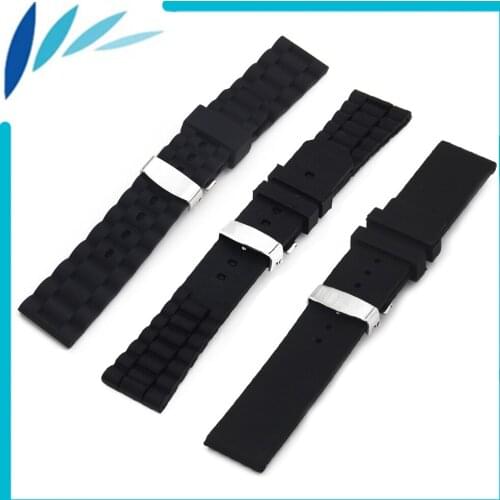 Silicone Rubber Watch Band 20mm 22mm 23mm 24mm for Hamilton Strap Wrist Loop Belt Bracelet Black + Spring Bar + Tool
