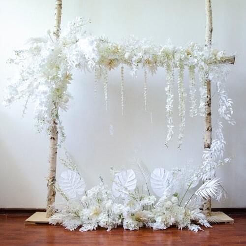 Wedding props white theme flower art simulation flower silk arch wedding scene layout stage background decoration
