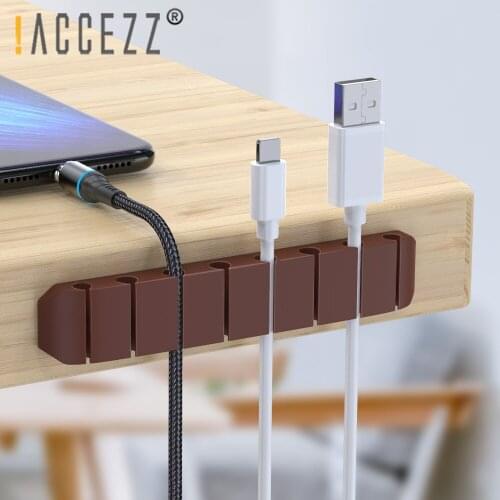 !ACCEZZ 1/2/4/6/8 Holes Cable Organizer Silicone USB Cable Winder Desktop Tidy Cable Management Clips For Mouse Keyboard Headset