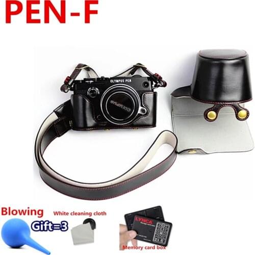 High-grade Retro Vintage PU Leather Camera Case Bag For Olympus PEN-F PENF With Bottom Battery Opening